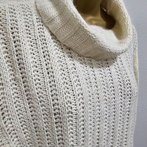 Crazy Horse Chunky Fisherman Cream Angora Blend Cable Knit Sweater Womens L Cozy